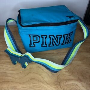 VS PINK Blue Zippered Cooler Bag, Foam Dog Hangtag